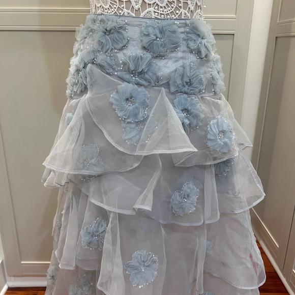 LoveShackFancy Grover Floral-Appliqué Tiered Organza Ruffled Maxi Skirt - Picture 5 of 12